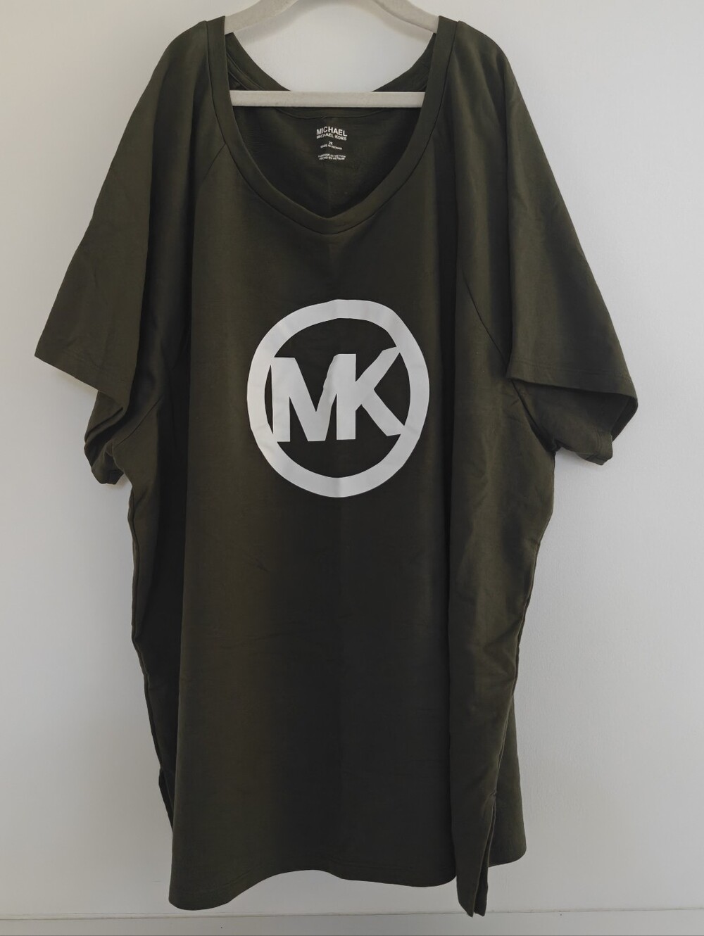 Michael Kors green womens top w/white MK logo oversized tee size 2X